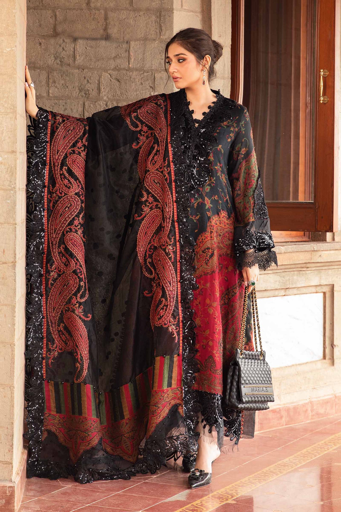 MARIA.B-UNSTITCHED 3PC LAWN PRINTED EMB SUIT-PK-5726