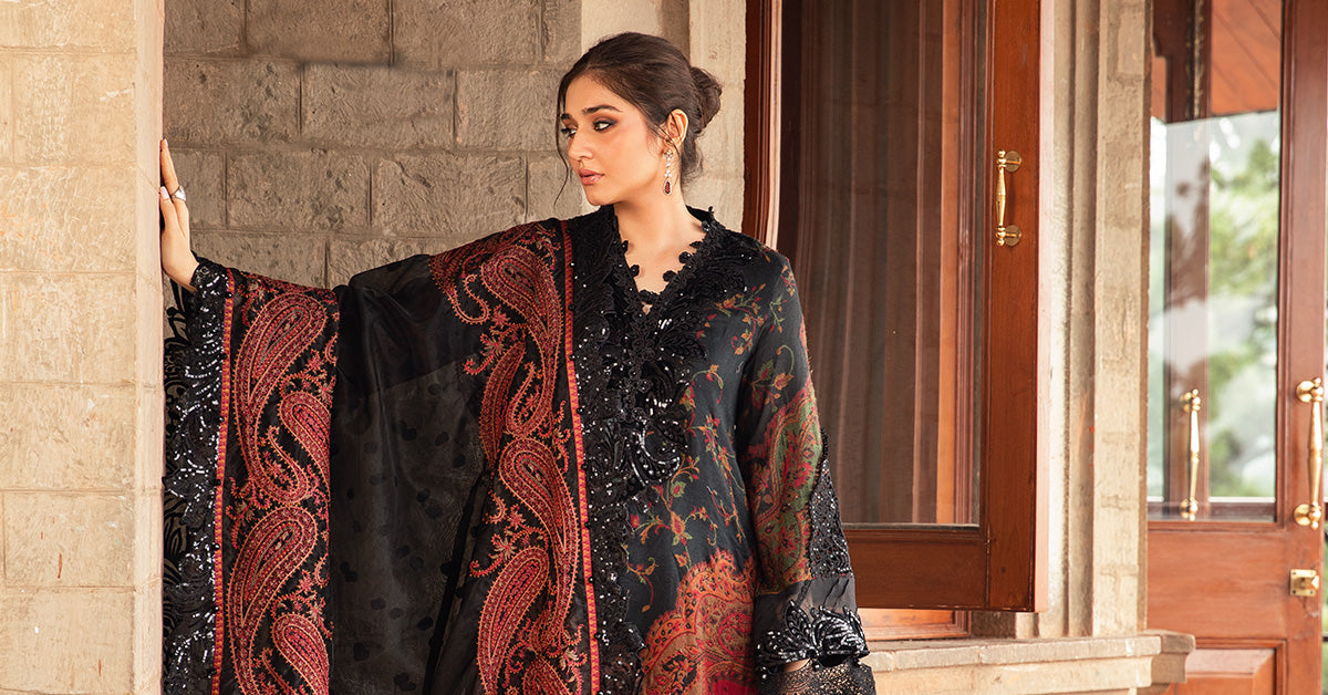 MARIA.B-UNSTITCHED 3PC LAWN PRINTED EMB SUIT-PK-5726