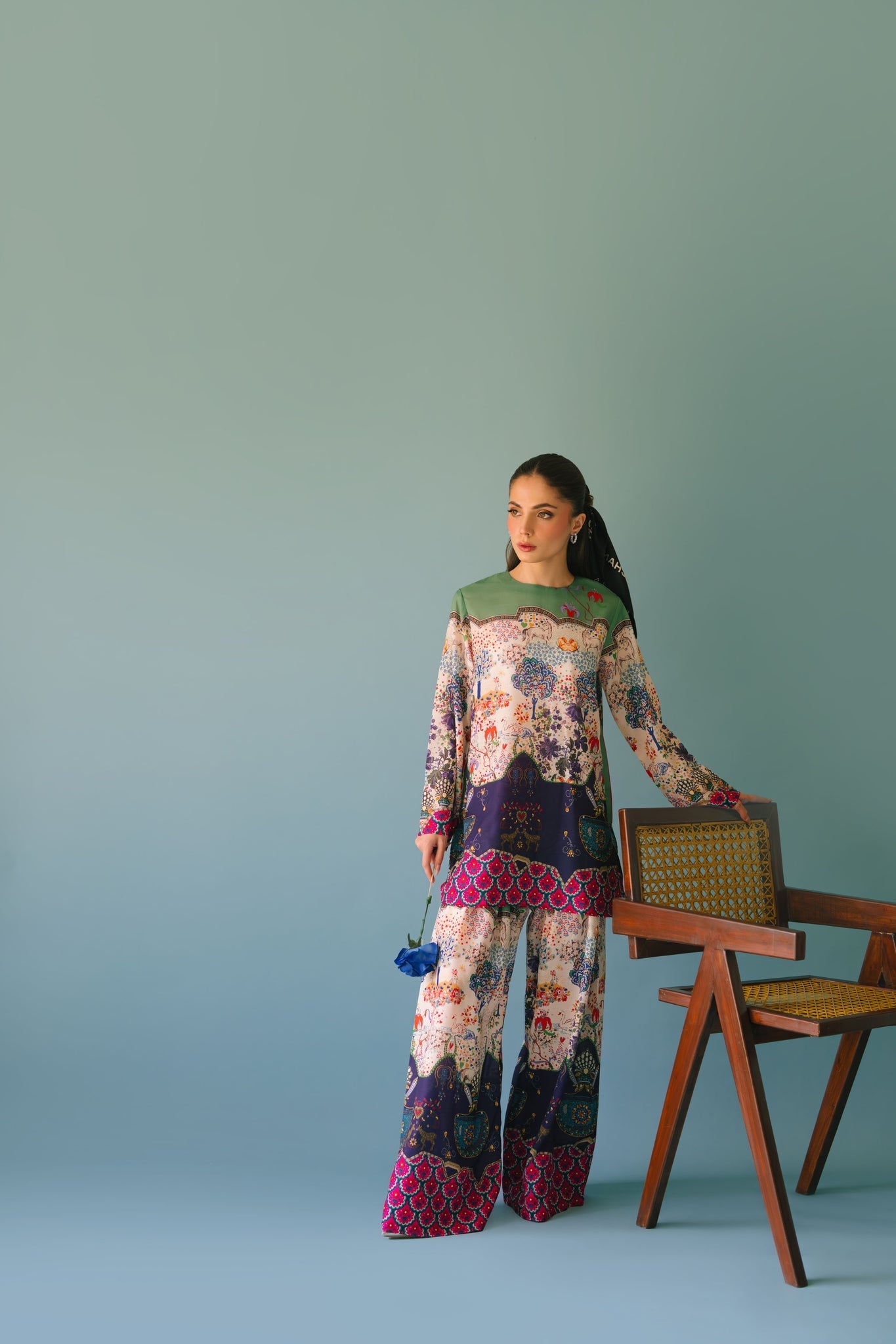 UNSTITCHED-2PC SHAMOZE SILK PRINTED SUIT-PK-2005