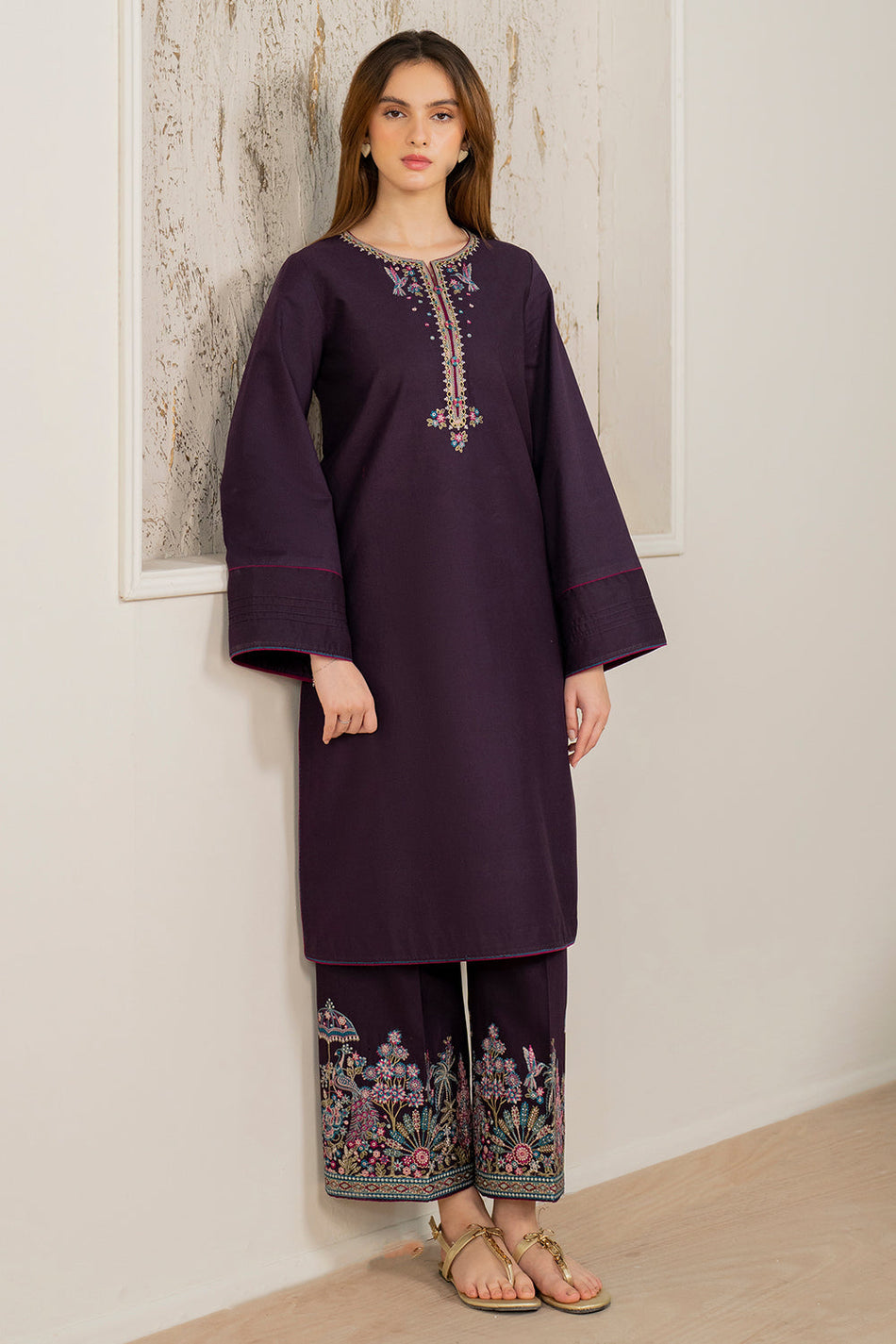 JAZMIN- UNSTITCHED 2PC DHANAK EMBROIDERED SUIT-PK-111
