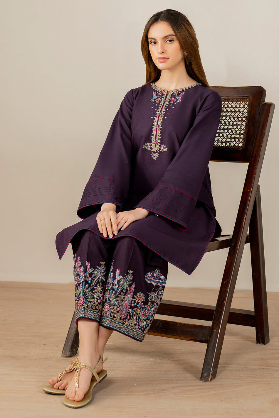JAZMIN- UNSTITCHED 2PC DHANAK EMBROIDERED SUIT-PK-111