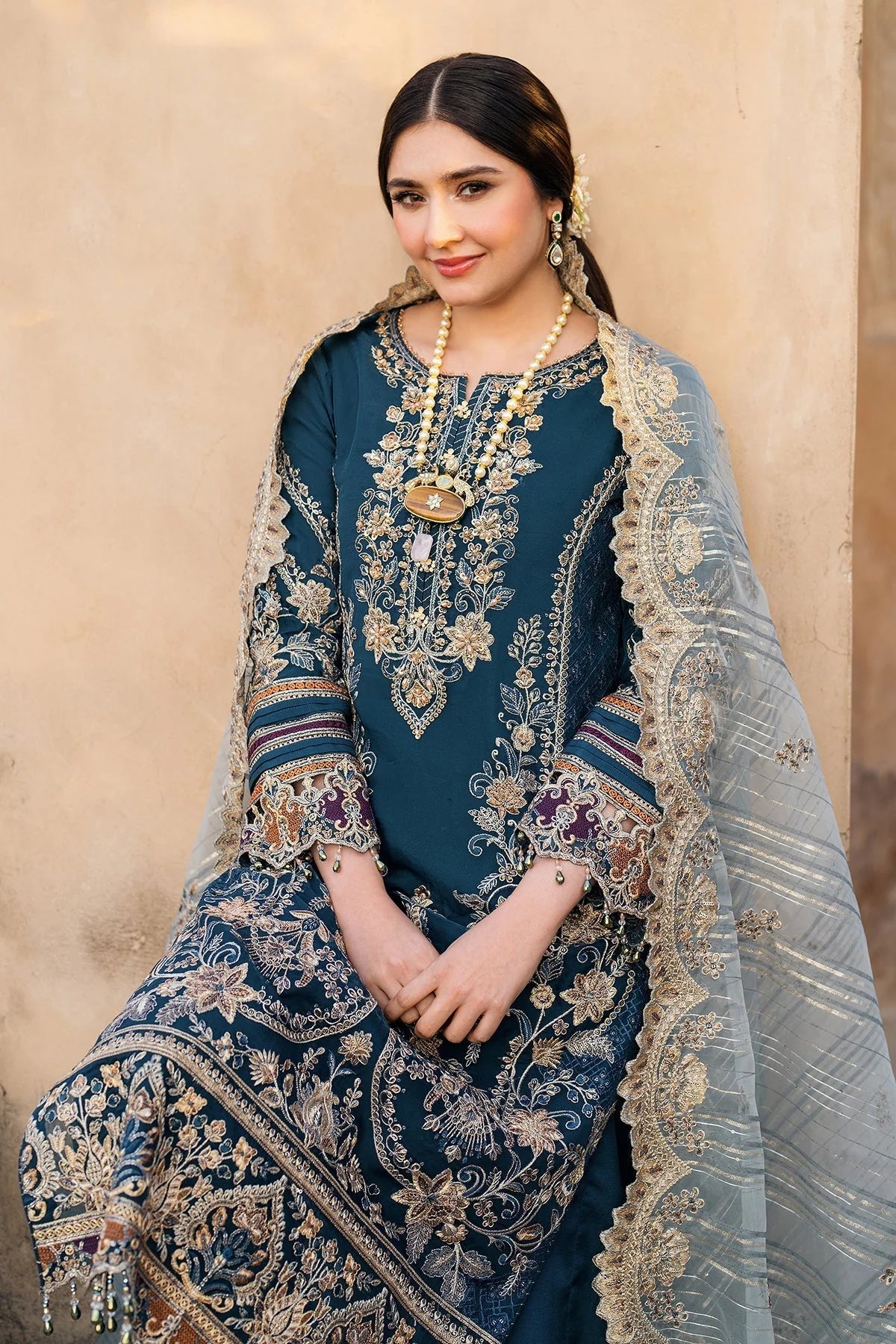 BATIK-UNSTITCHED 3PC DHANAK HEAVY EMBROIDERED SUIT-PK-5805