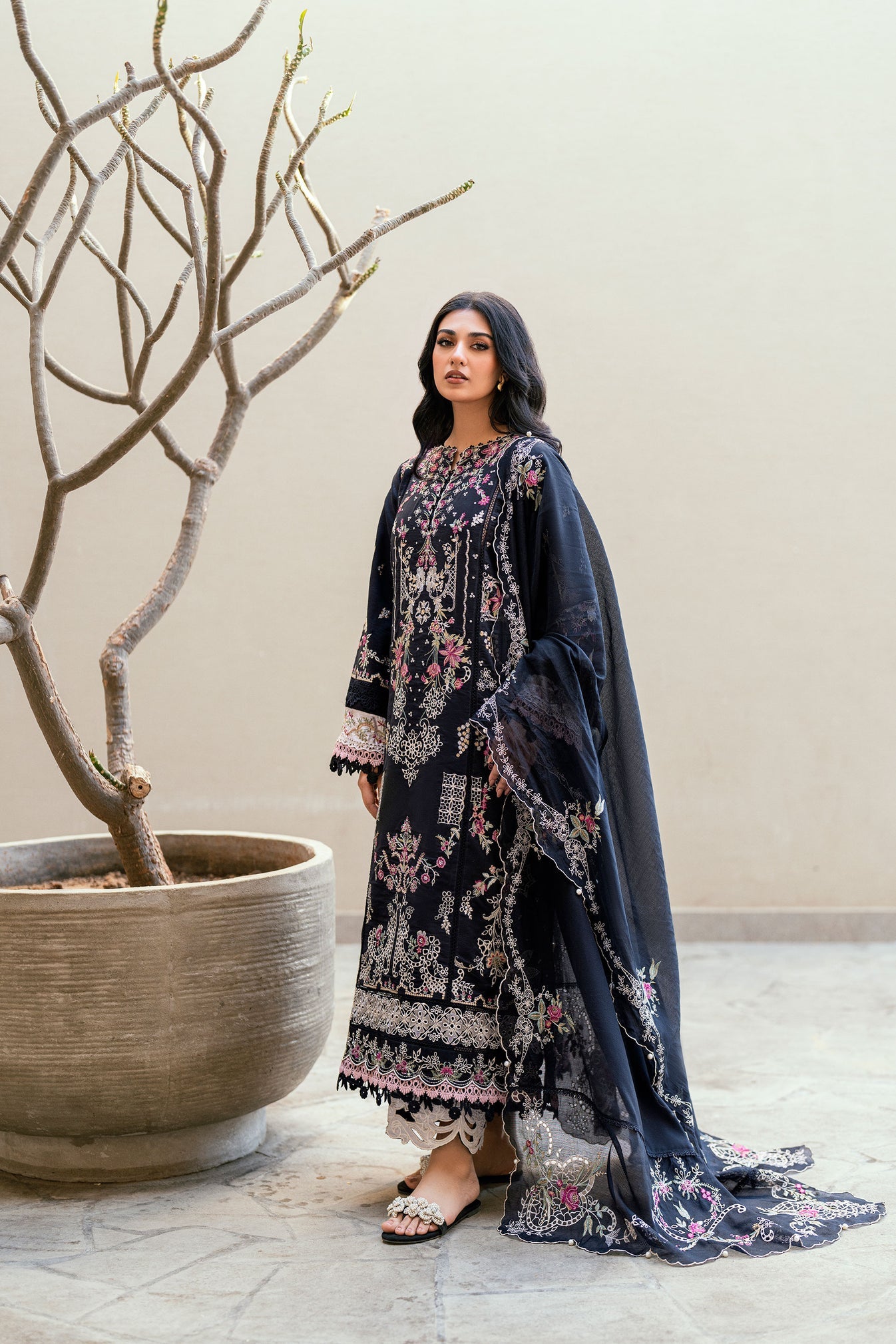 FLORENT-UNSTITCHED 3PC DHANAK HEAVY EMBROIDERED SUIT-PK-5787
