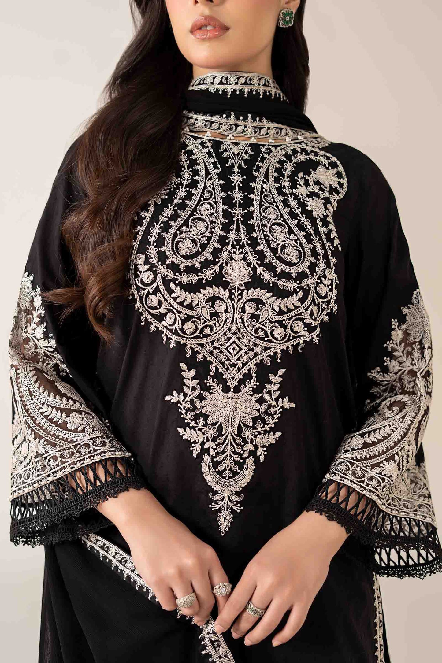 MARIA.B-UNSTITCHED 3PC DHANAK EMBROIDERED SUIT-PK-5790