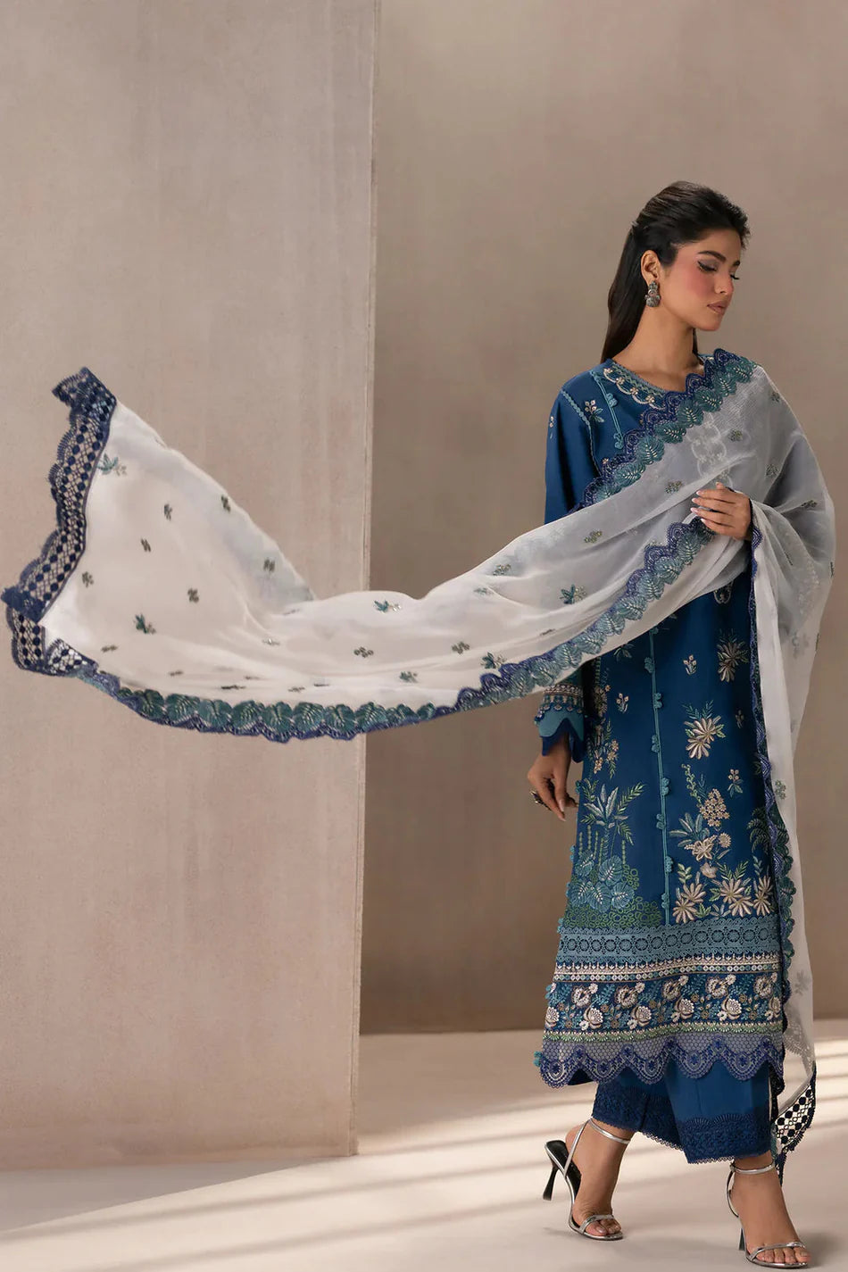 ETHNC-UNSTITCHED 3PC DHANAK HEAVY EMBROIDERED SUIT-PK-5803