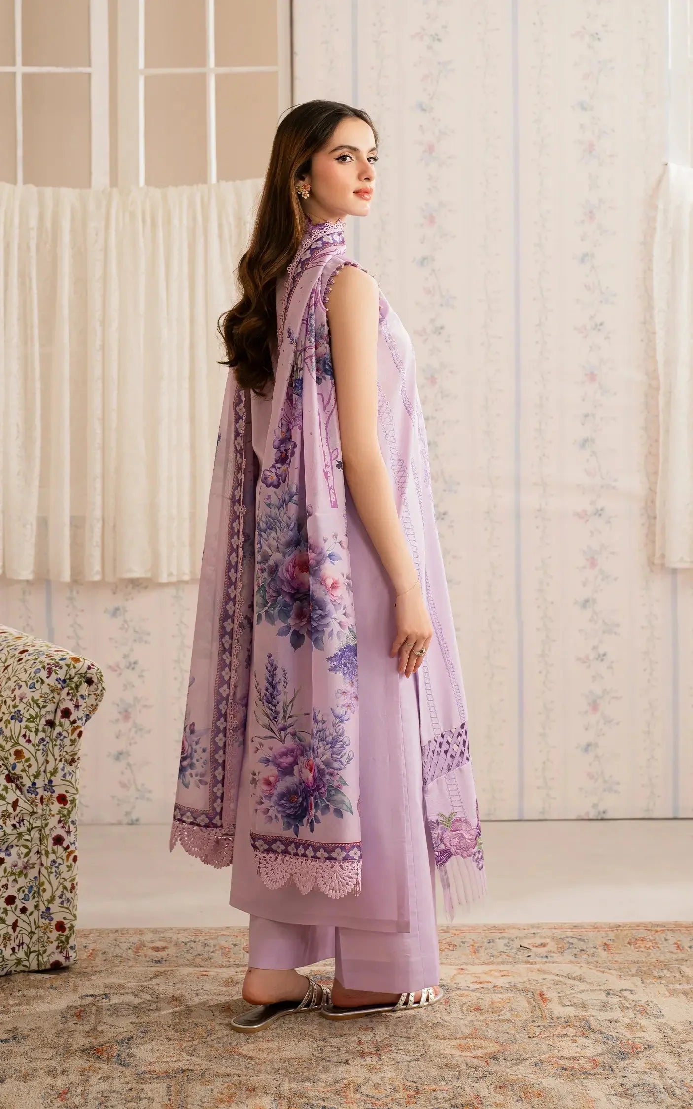 ASIFA NABEEL-3PC LAWN EMBROIDERED SHIRT WITH MONARK PRINTED DUPATTA AND TROUSER-PK-5647