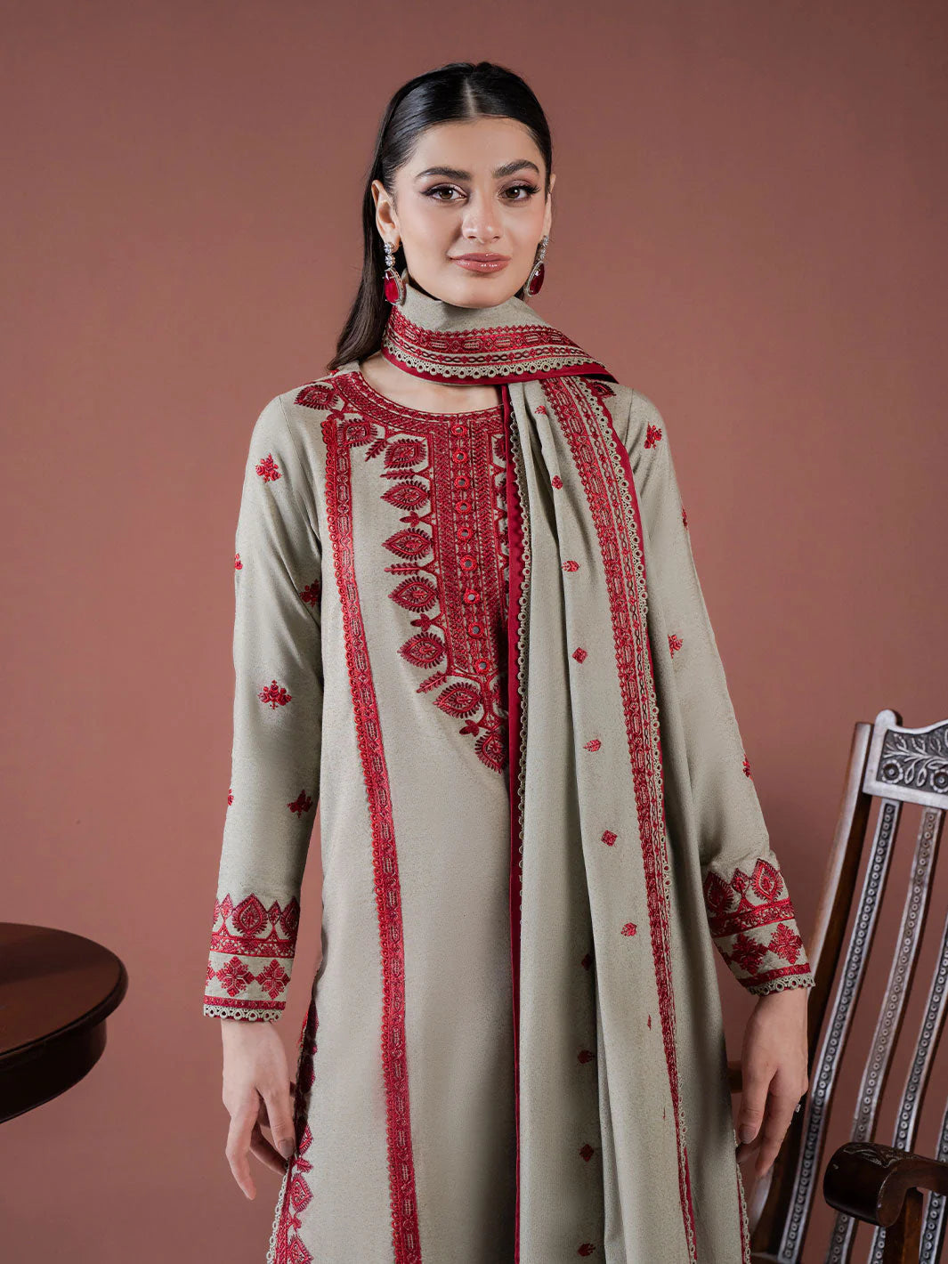 ASIM JOFA-UNSTITCHED 3PC DHANAK EMBROIDERED SUIT-PK-5547