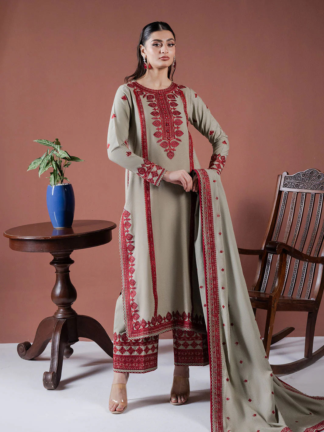 ASIM JOFA-UNSTITCHED 3PC DHANAK EMBROIDERED SUIT-PK-5547