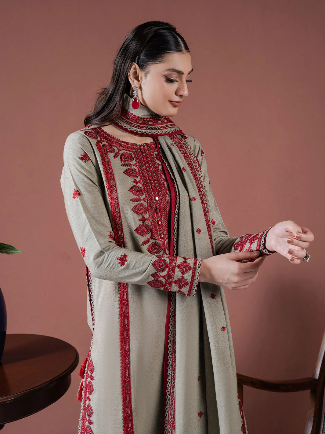 ASIM JOFA-UNSTITCHED 3PC DHANAK EMBROIDERED SUIT-PK-5547