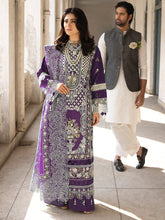 MAHNUR-UNSTITCHED 3PC LAWN HEAVY EMBROIDERED SUIT-BIC-4609 (PLUM)