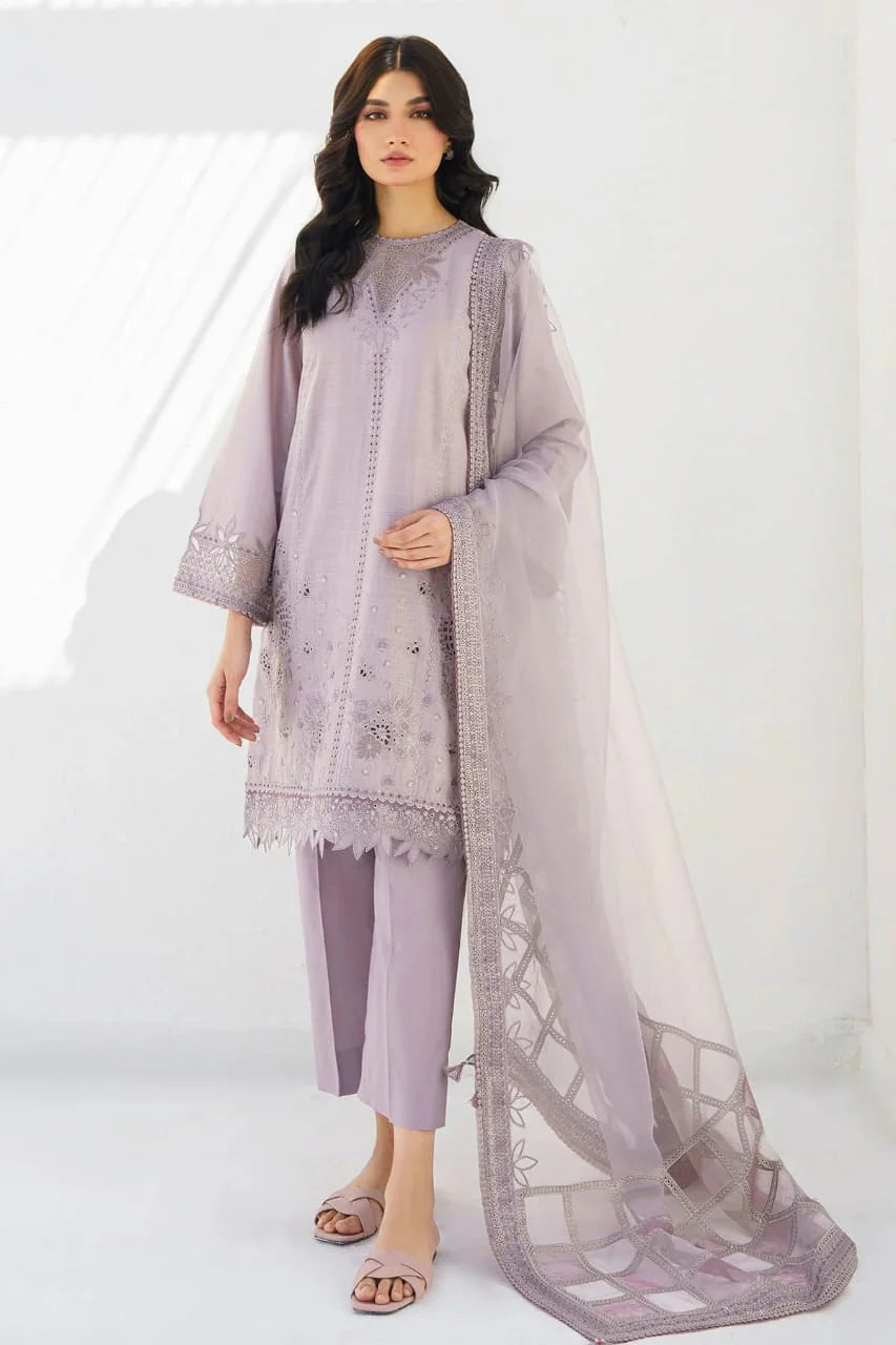 JAZMIN- 3PC LAWN HEAVY EMBROIDERED SHIRT WITH ORGANZA EMBROIDERED READY TO WEAR DUPATTA-PK-2756