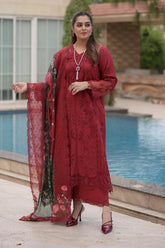 ANEELAS-UNSTITCHED 3PC LAWN CHIKANKARI & LASER WORK EMBROIDERED SUIT-PK-4875