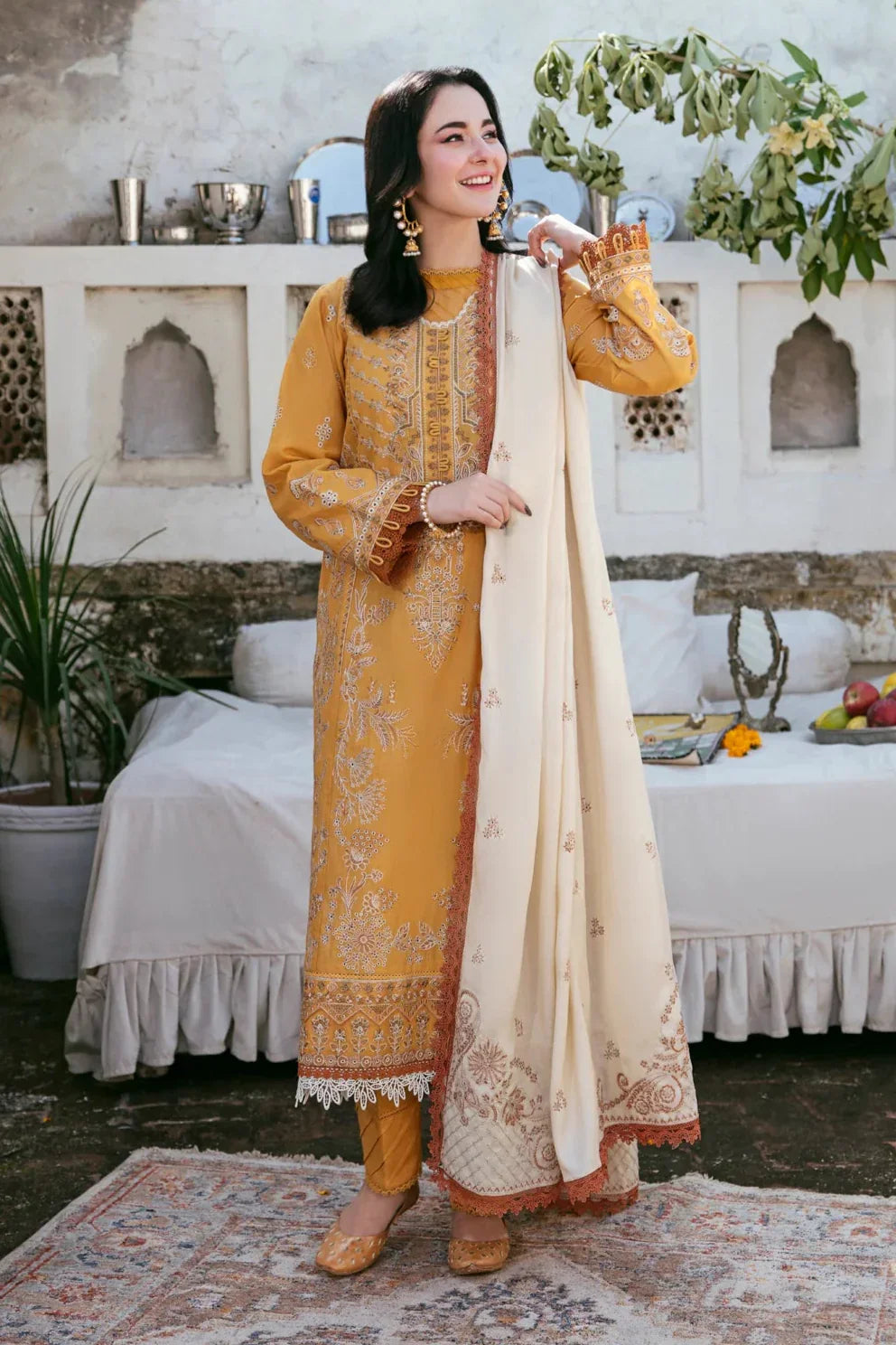 FLORENT - UNSTITCHED 3PC DHANAK EMBROIDERED SUIT-PK-5746