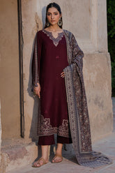 IZEL-UNSTITCHED 3PC DHANAK EMBROIDERED SUIT-PK-4364