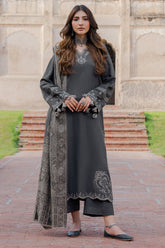 IZEL-UNSTITCHED 3PC DHANAK EMBROIDERED SUIT-PK-4359