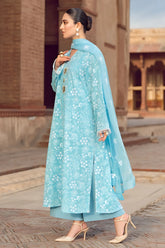 MARIA.B-3PC DHANAK EMBROIDERED SHIRT WITH CHIFFON EMBROIDERED DUPATTA AND TROUSER-PK-5736