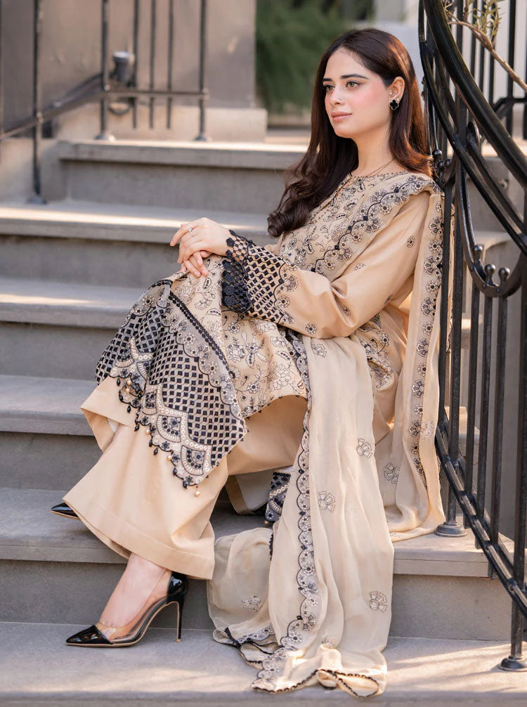 SAPPHIRE-3PC LAWN EMBROIDERED SHIRT WITH CHIFFON EMBROIDERED DUPATTA AND TROUSER-PK-5680