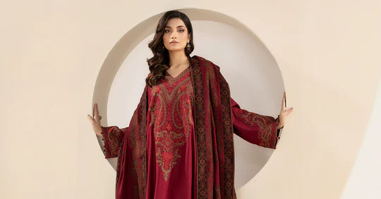 MARIA.B-UNSTITCHED 3PC KHADDAR EMBROIDERED SUIT-PK-3268