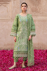 MAHNUR-UNSTITCHED 3PC LAWN EMBROIDERED SUIT-PK-4538