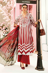 MARIA.B-3PC LAWN EMBROIDERED PRINTED SHIRT WITH CHIFFON PRINT DUPATTA AND PRINT TROUSER-PK-5659