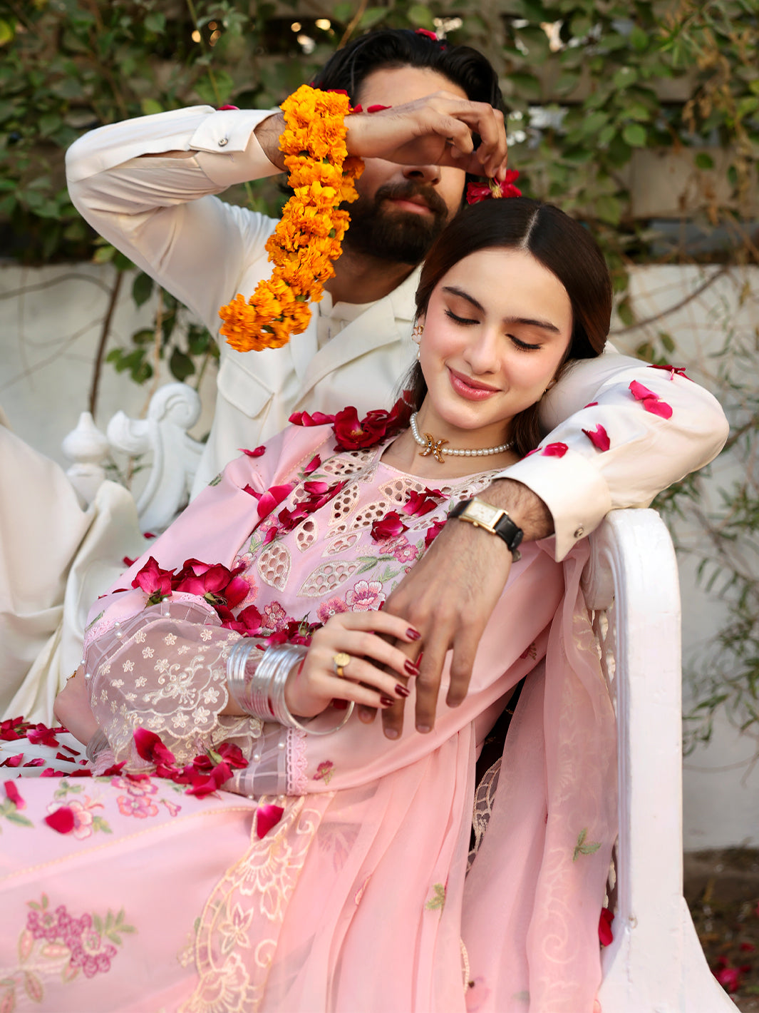 MAHNUR-3PC LAWN EMBROIDERED SHIRT WITH MONARK EMBROIDERED DUPATTA AND TROUSER-PK-5626