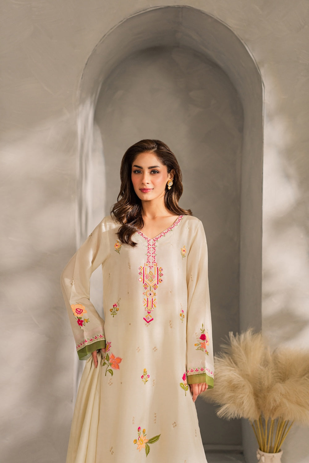 MIRANA-UNSTITCHED 3PC DHANAK EMBROIDERED SUIT-PK-5821