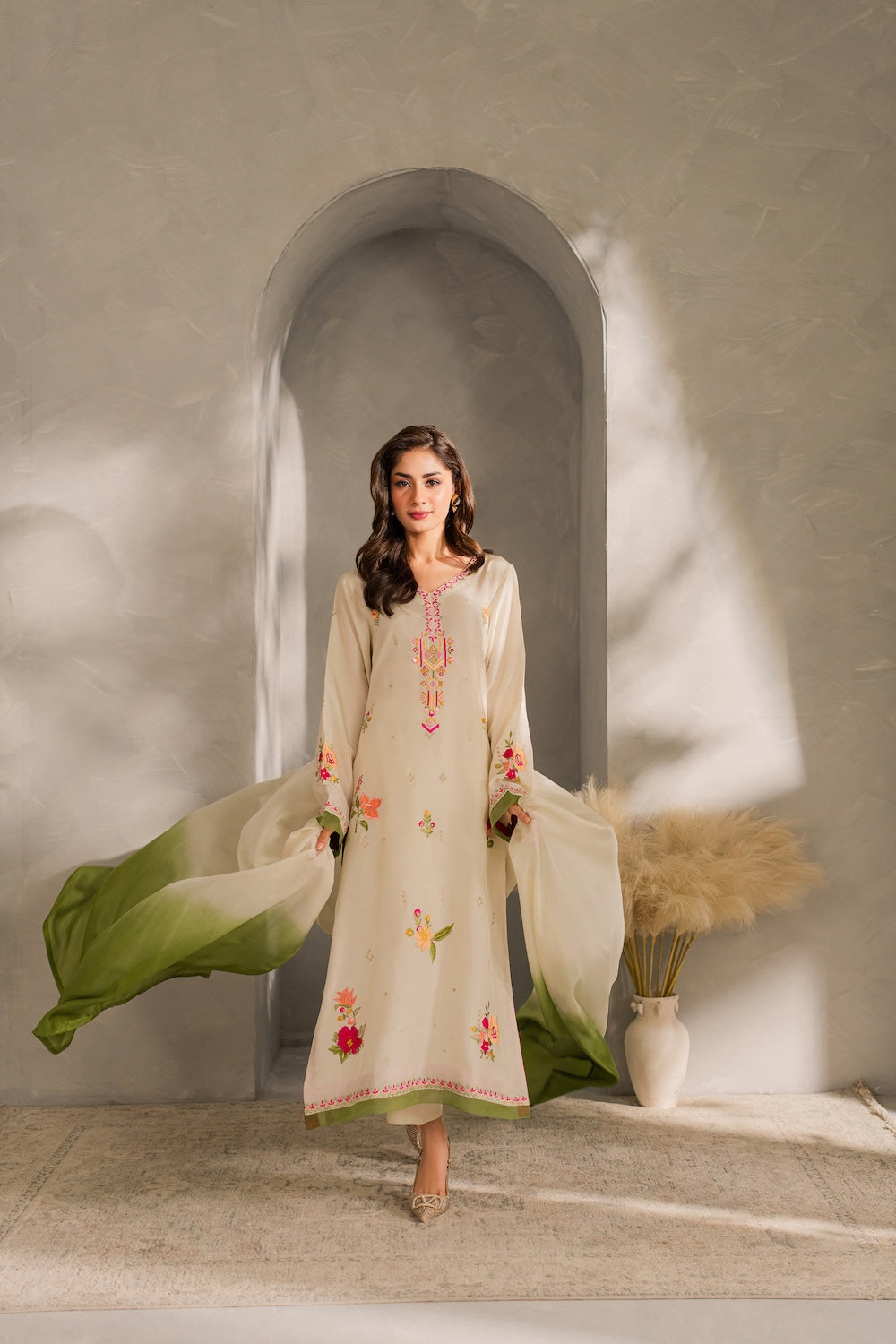 MIRANA-UNSTITCHED 3PC DHANAK EMBROIDERED SUIT-PK-5821
