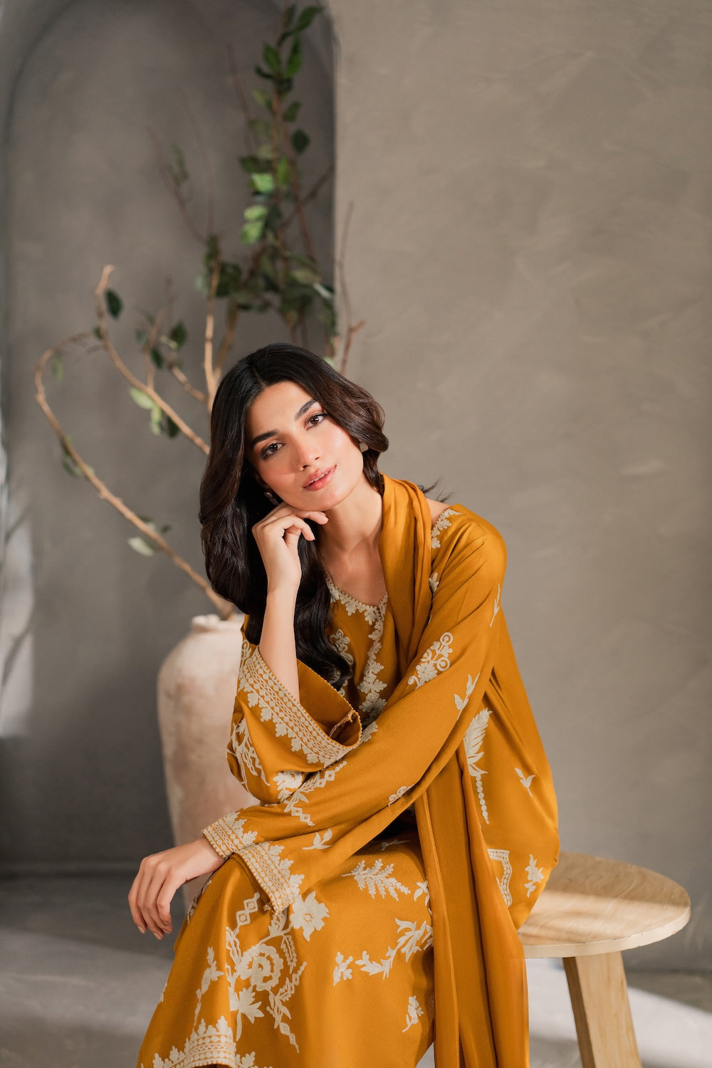 MIRANA- UNSTITCHED 3PC DHANAK EMBROIDERED SUIT-PK-5815