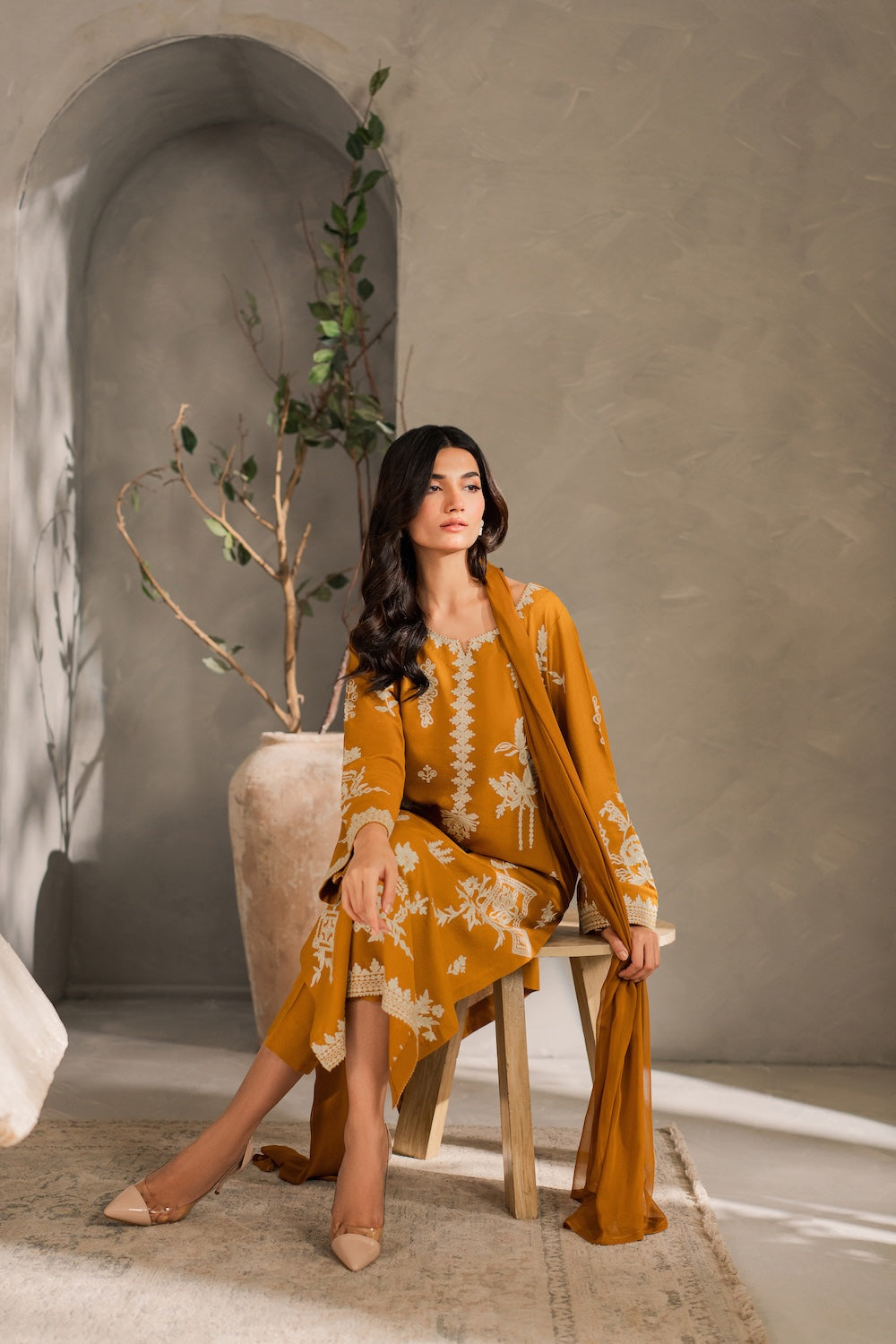 MIRANA- UNSTITCHED 3PC DHANAK EMBROIDERED SUIT-PK-5815