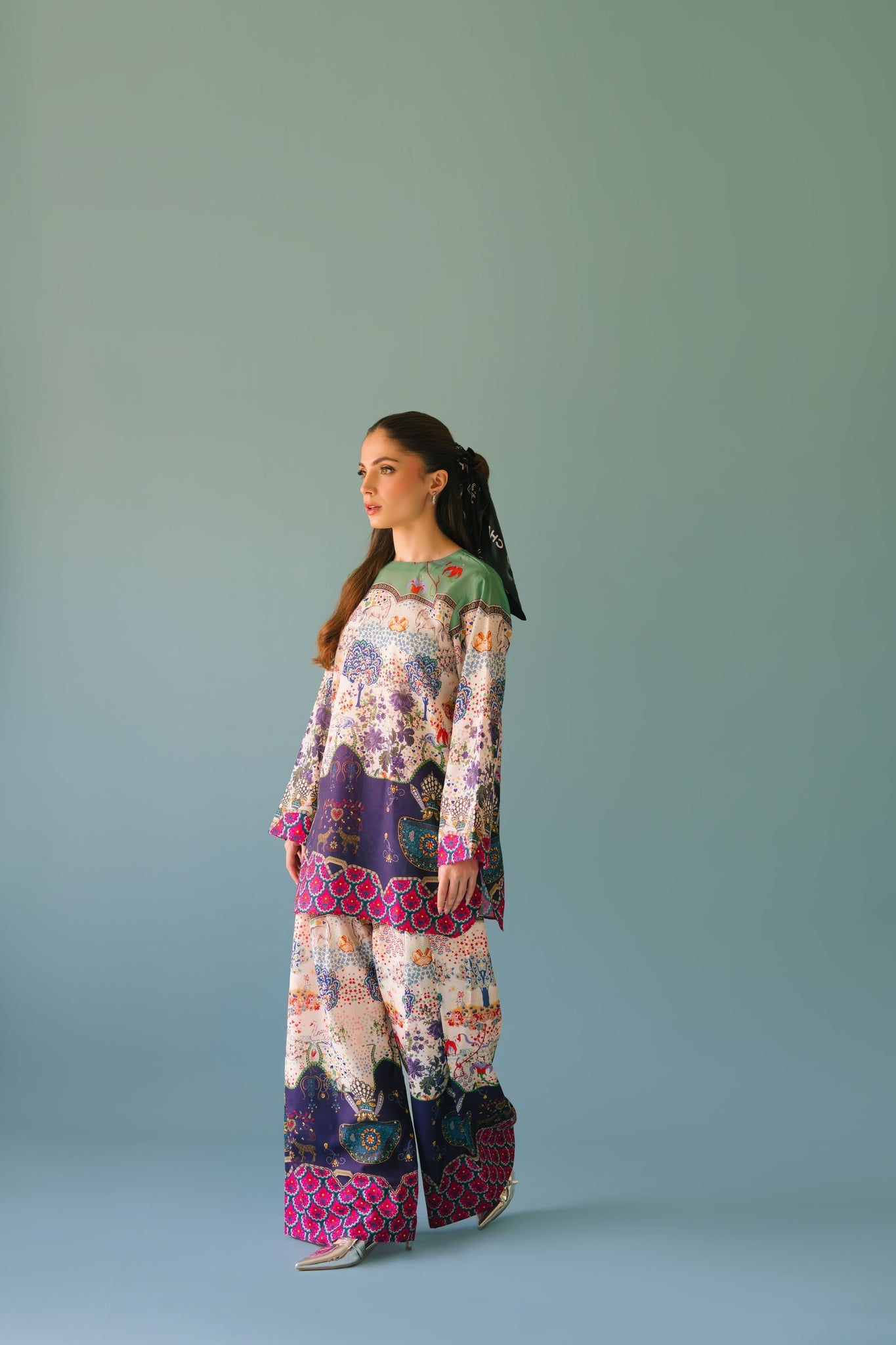 UNSTITCHED-2PC SHAMOZE SILK PRINTED SUIT-PK-2005
