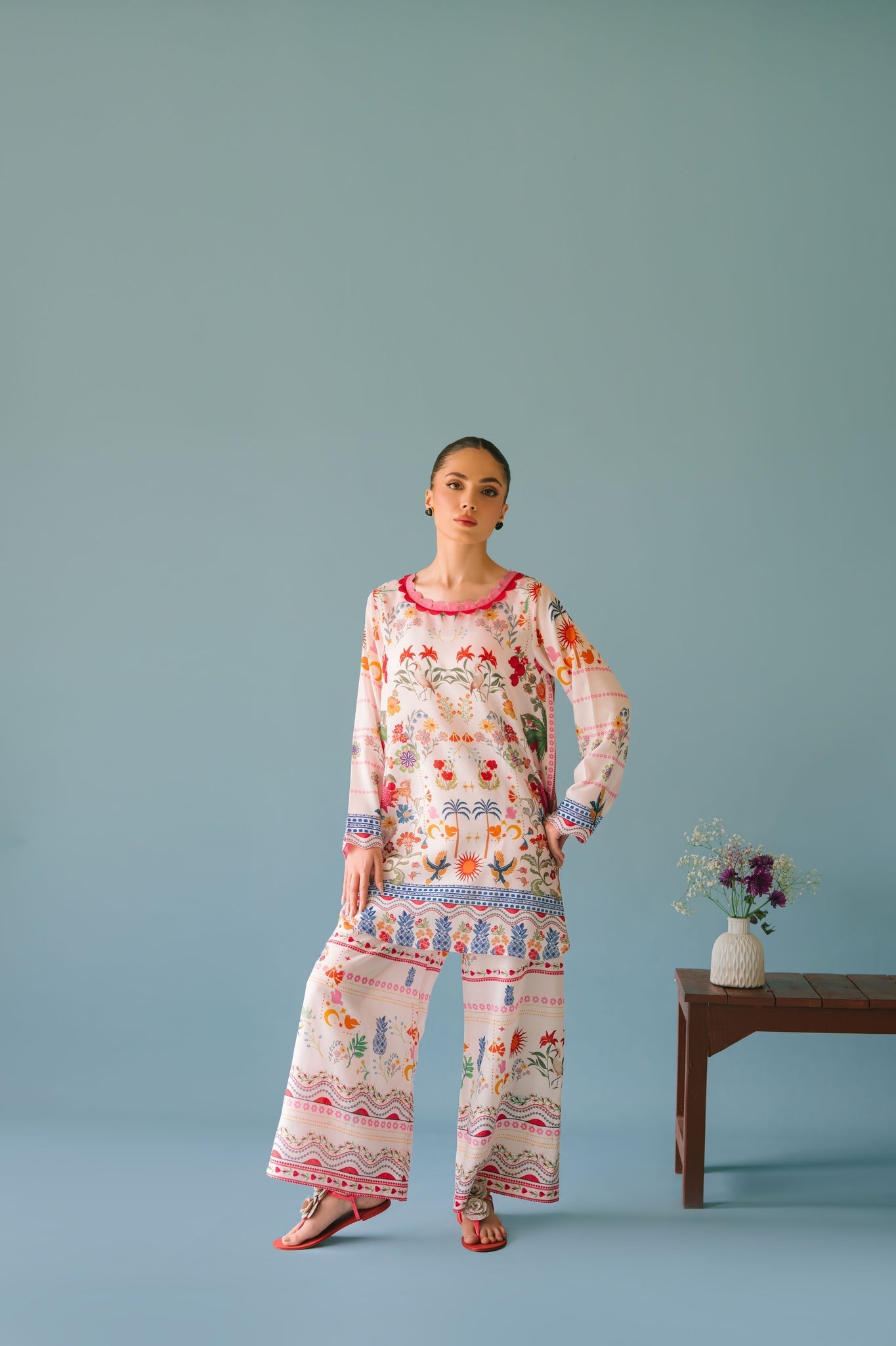 UNSTITCHED-2PC SHAMOZE SILK PRINTED SUIT-PK-2006