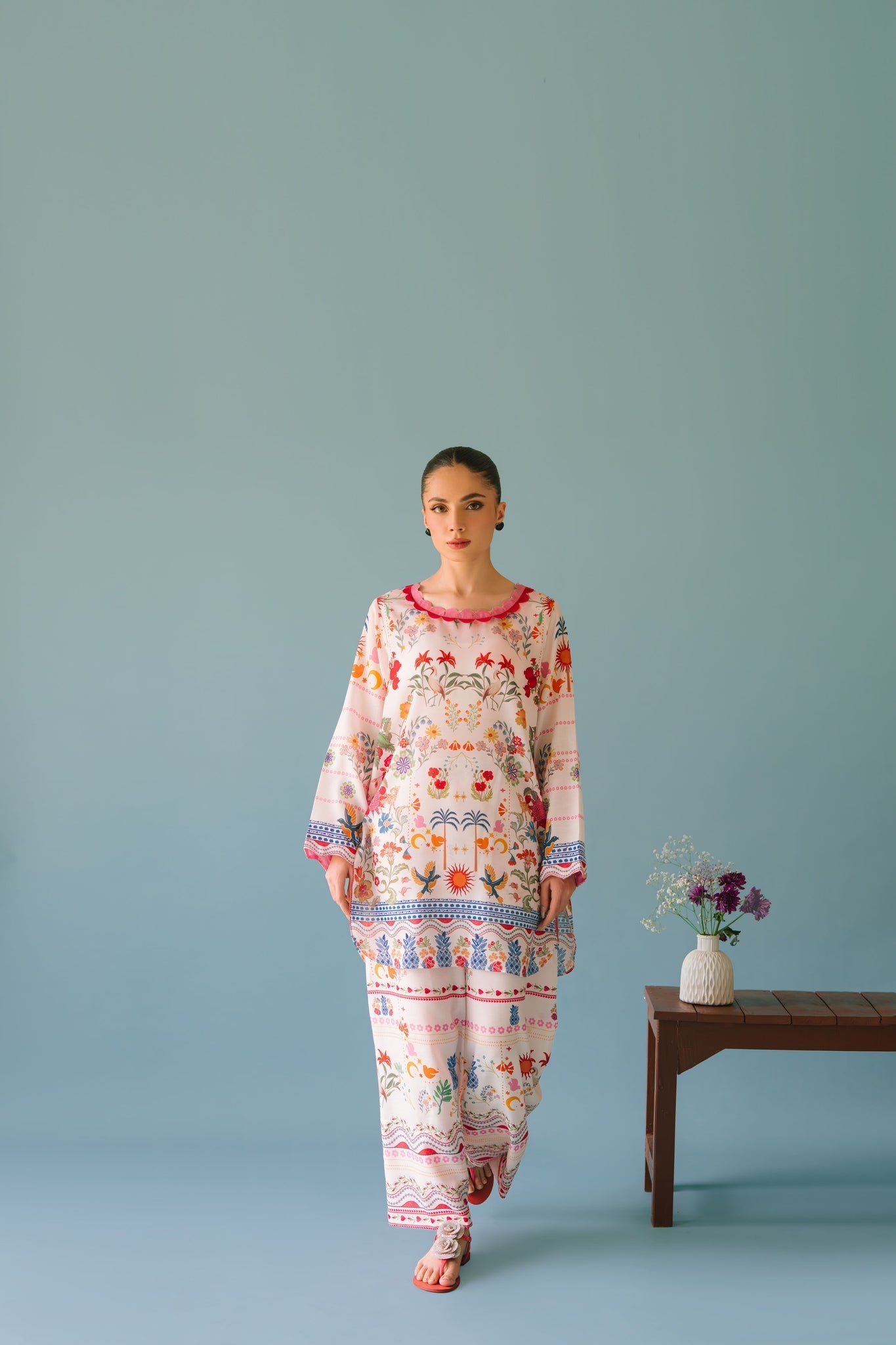 UNSTITCHED-2PC SHAMOZE SILK PRINTED SUIT-PK-2006