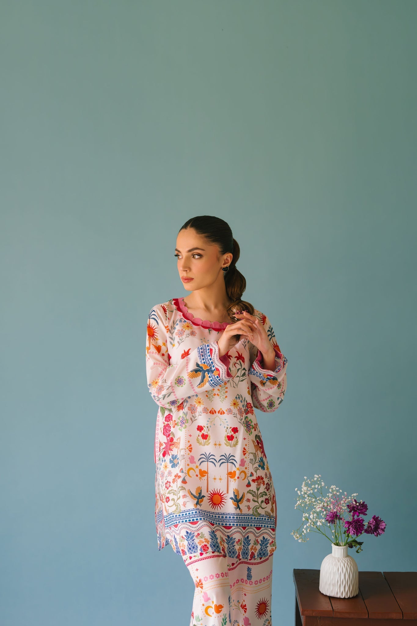 UNSTITCHED-2PC SHAMOZE SILK PRINTED SUIT-PK-2006