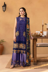 QALAMQAR-UNSTITCHED 3PC LAWN EMBROIDERED SUIT-PK-4693