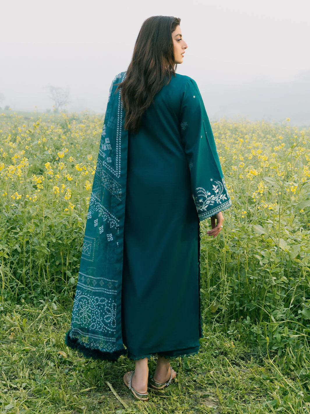 IZEL-3PC LAWN EMBROIDERED SHIRT WITH MONARK PRINT DUPATTA AND TROUSER-PK-5609