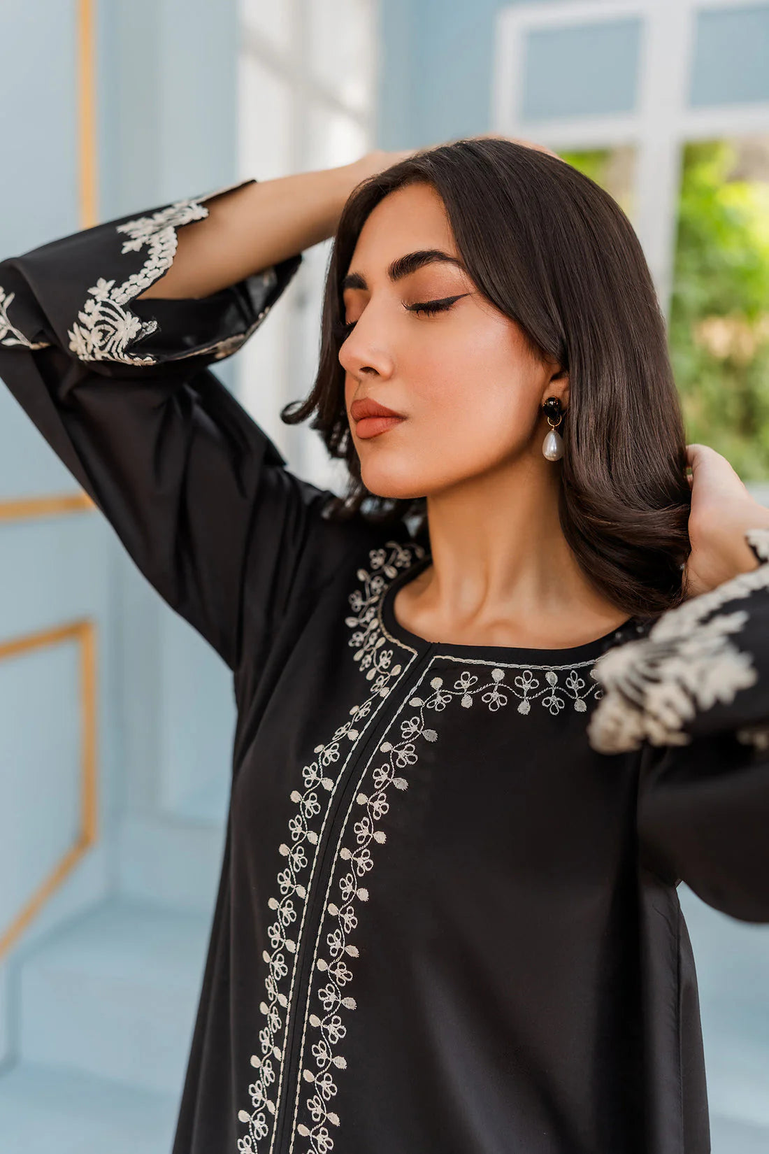 HANA - 3PC DHANAK EMBROIDERED WITH ORGANZA EMBROIDERED DUPPATTA -EP-5410