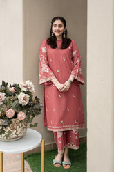 URGE-2PIECE DHANAK EMBROIDERED SHIRT WITH DHANAK EMB TROUSER-PK-15033