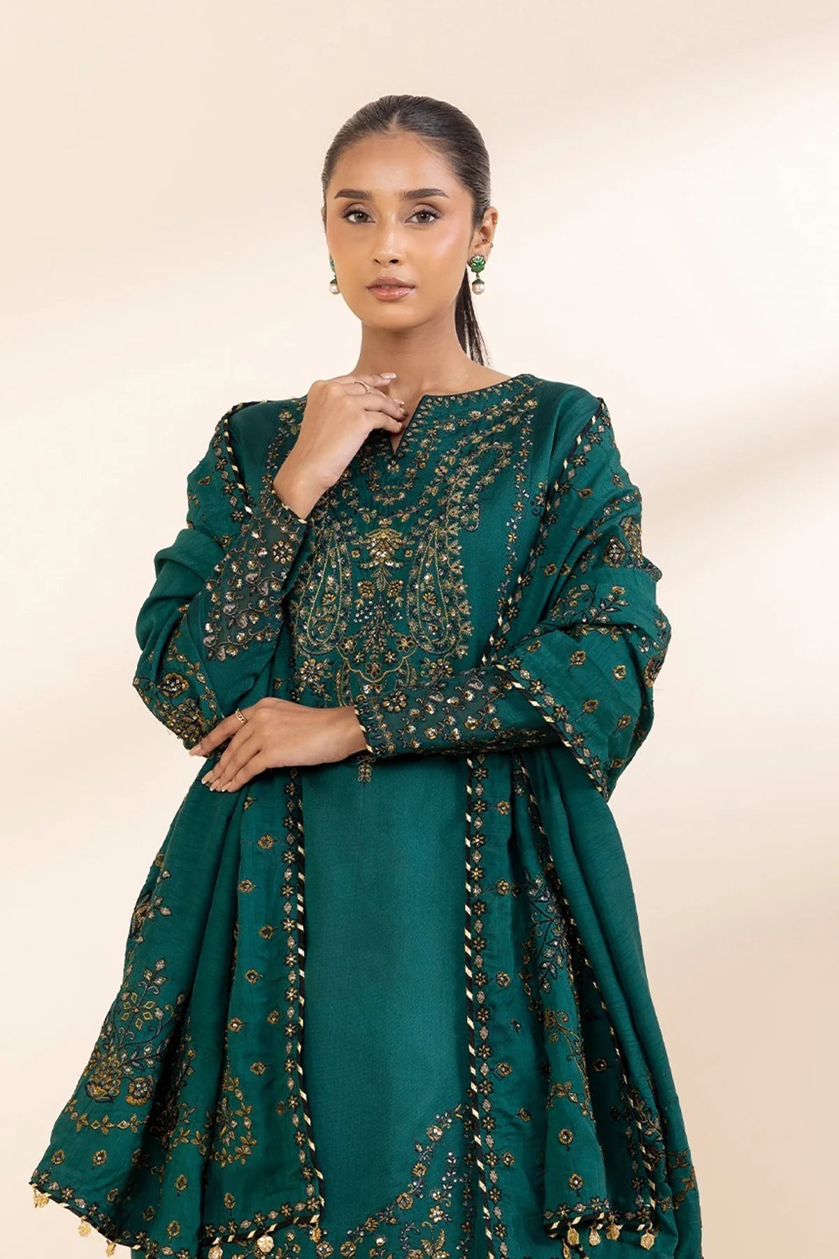 SAPPHIRE-UNSTITCHED 3PC DHANAK EMBROIDERED SUIT-PK-5771