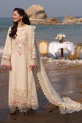 QALAMQAR-UNSTITCHED 3PC LAWN CHIKANKARI EMBROIDERED SUIT-PK-4663