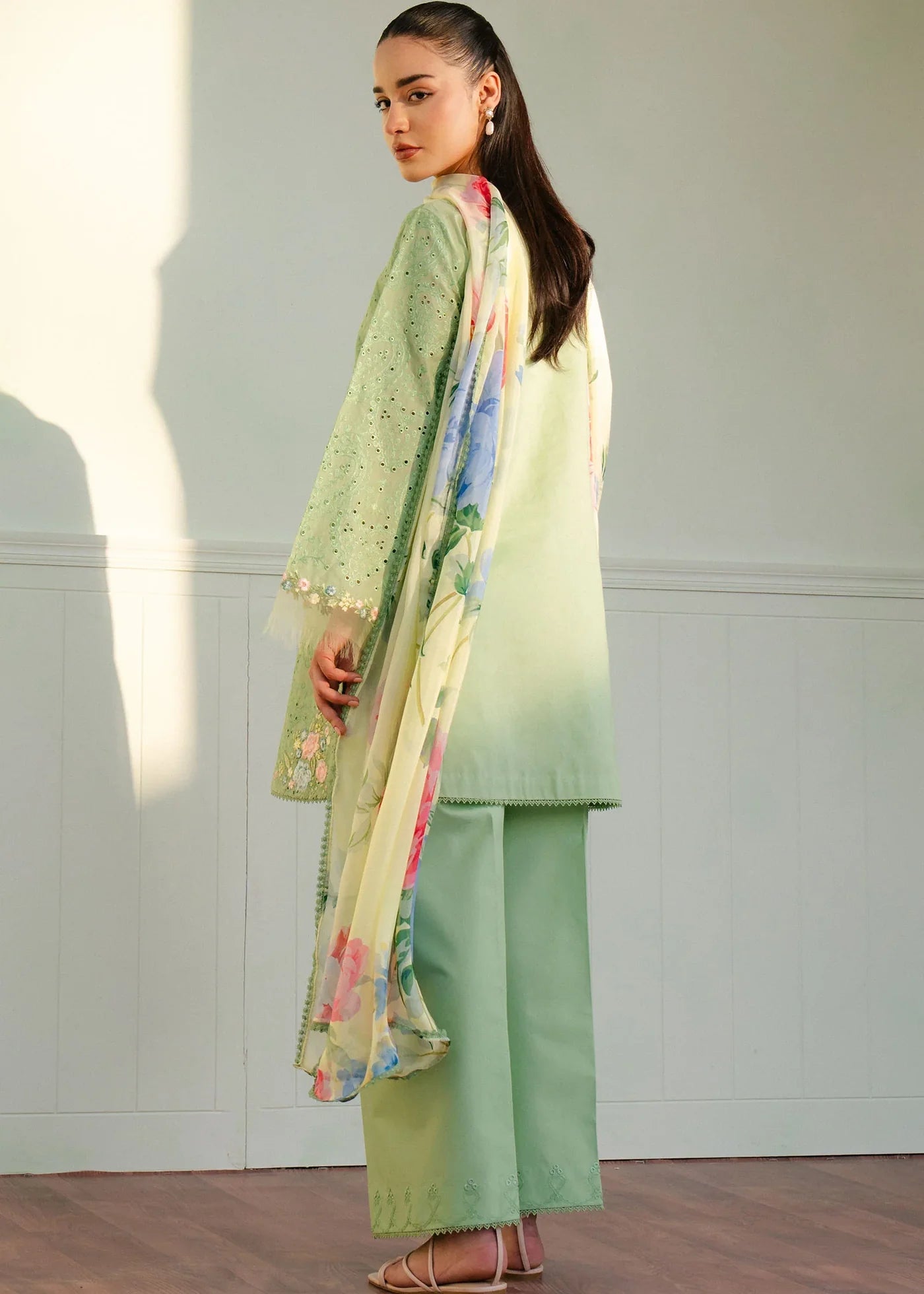 ZARA SHAH JAHAN -UNSTITCHED 3PC LAWN CHIKENKARI EMBROIDERED SUIT-PK-5707