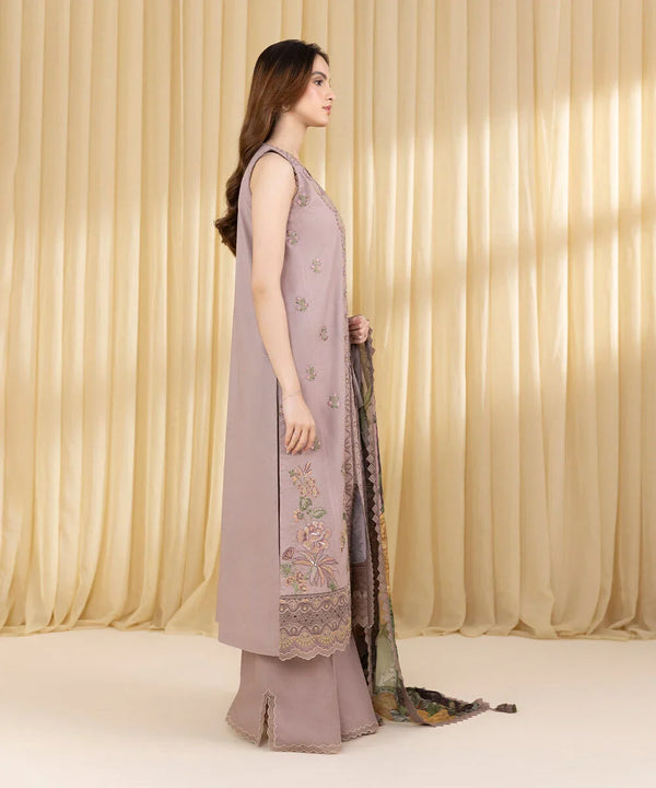 SAPPHIRE-UNSTITCHED 3PC DHANAK EMBROIDERED SUIT-PK-3824