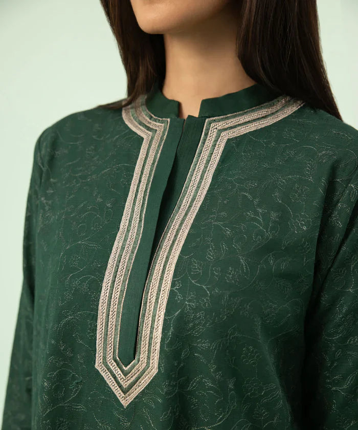 SAPPHIRE-3PC KHADDAR HEAVY EMBROIDERED SHIRT WITH TWILL PRINT SHAWL & KHADDAR TROUSER-EP-5366