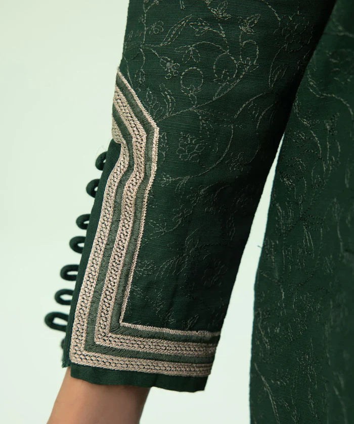 SAPPHIRE-3PC KHADDAR HEAVY EMBROIDERED SHIRT WITH TWILL PRINT SHAWL & KHADDAR TROUSER-EP-5366