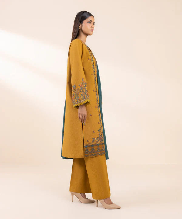 SAPPHIRE- 3PC DHANAK EMBROIDERED SHIRT WITH DHANAK EMBROIDERED SHAWL & TROUSER-EP-5485