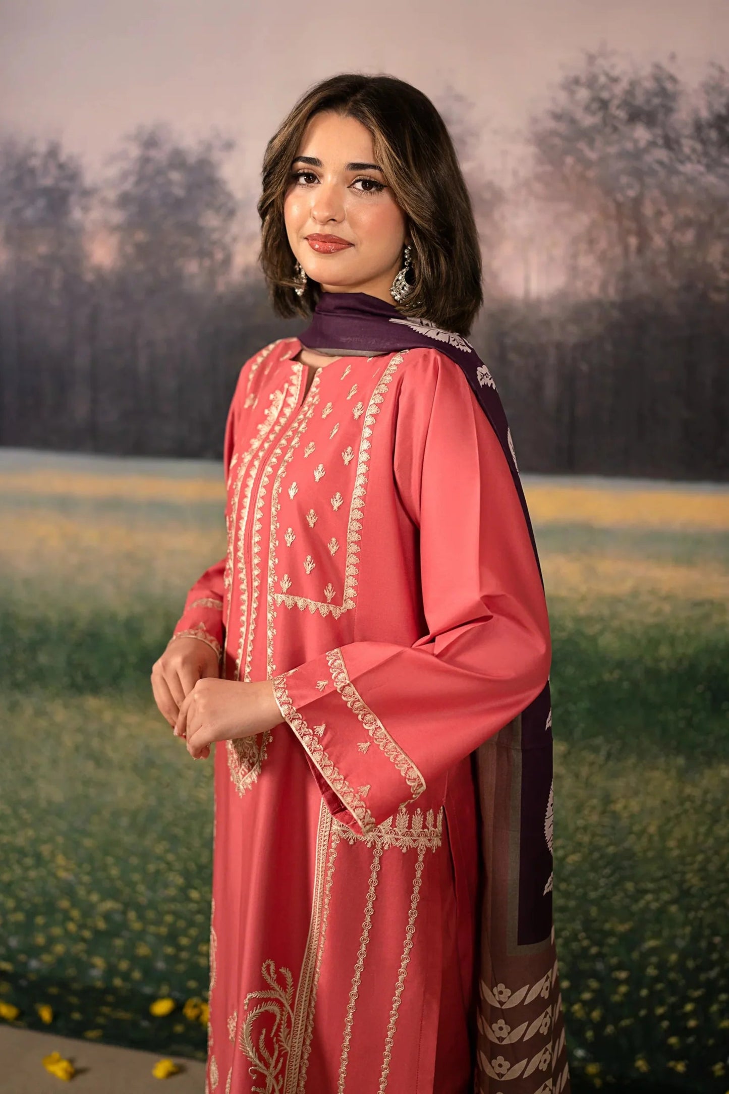 URGE-UNSTITCHED 3PC DHANAK EMBROIDERED SUIT-PK-5783