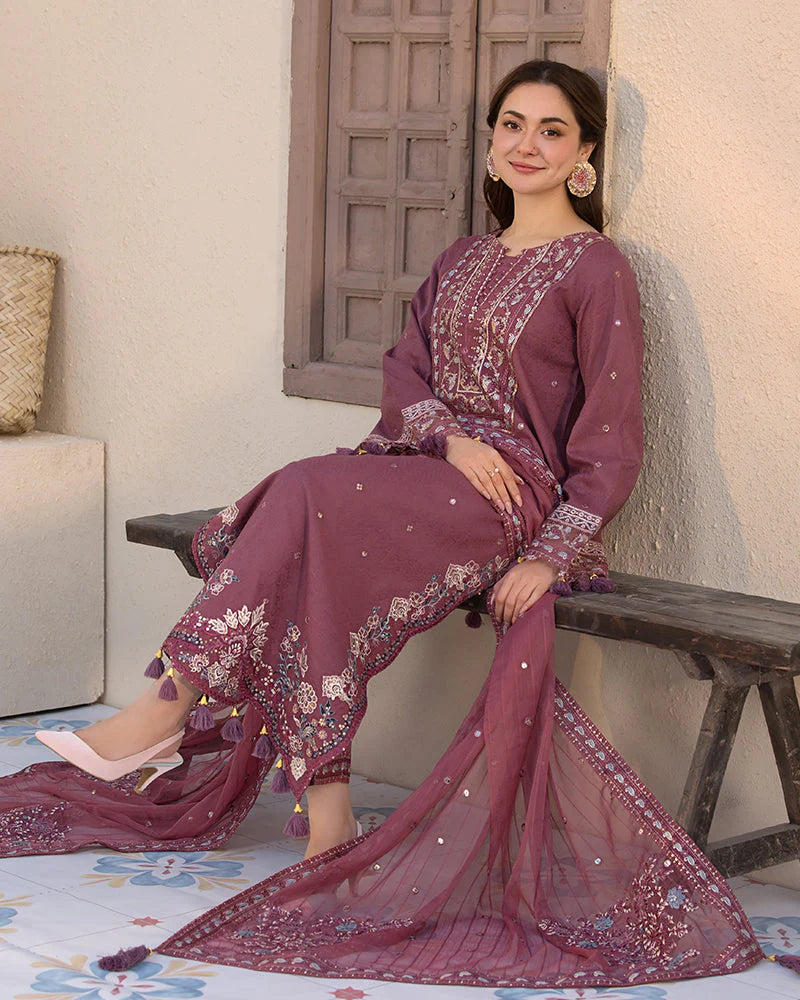JADE- UNSTITCHED 3PC DHANAK SEQUENCE EMBROIDERED SUIT-PK-5737