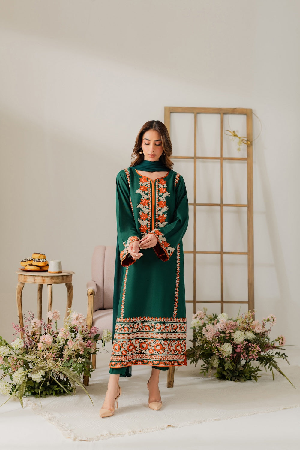 VINTAGE- UNSTITCHED 3PC DHANAK EMBROIDERED SUIT-PK-5785