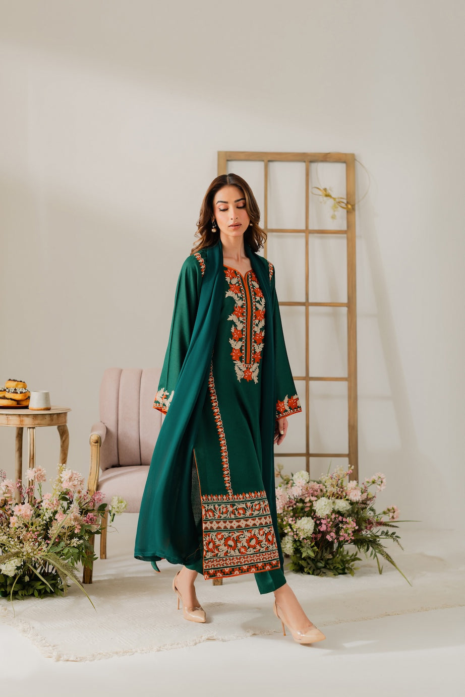 VINTAGE- UNSTITCHED 3PC DHANAK EMBROIDERED SUIT-PK-5785