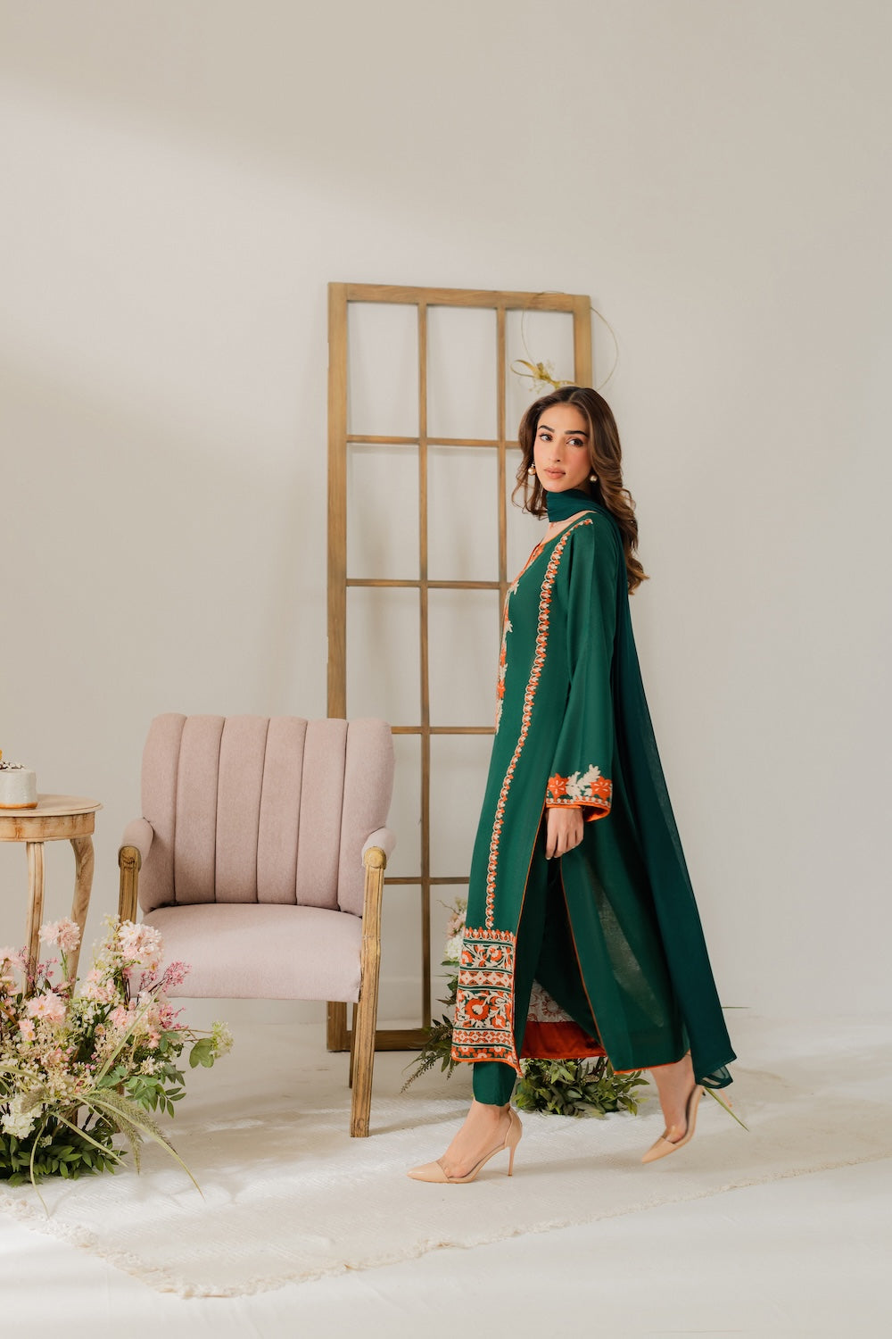 VINTAGE- UNSTITCHED 3PC DHANAK EMBROIDERED SUIT-PK-5785