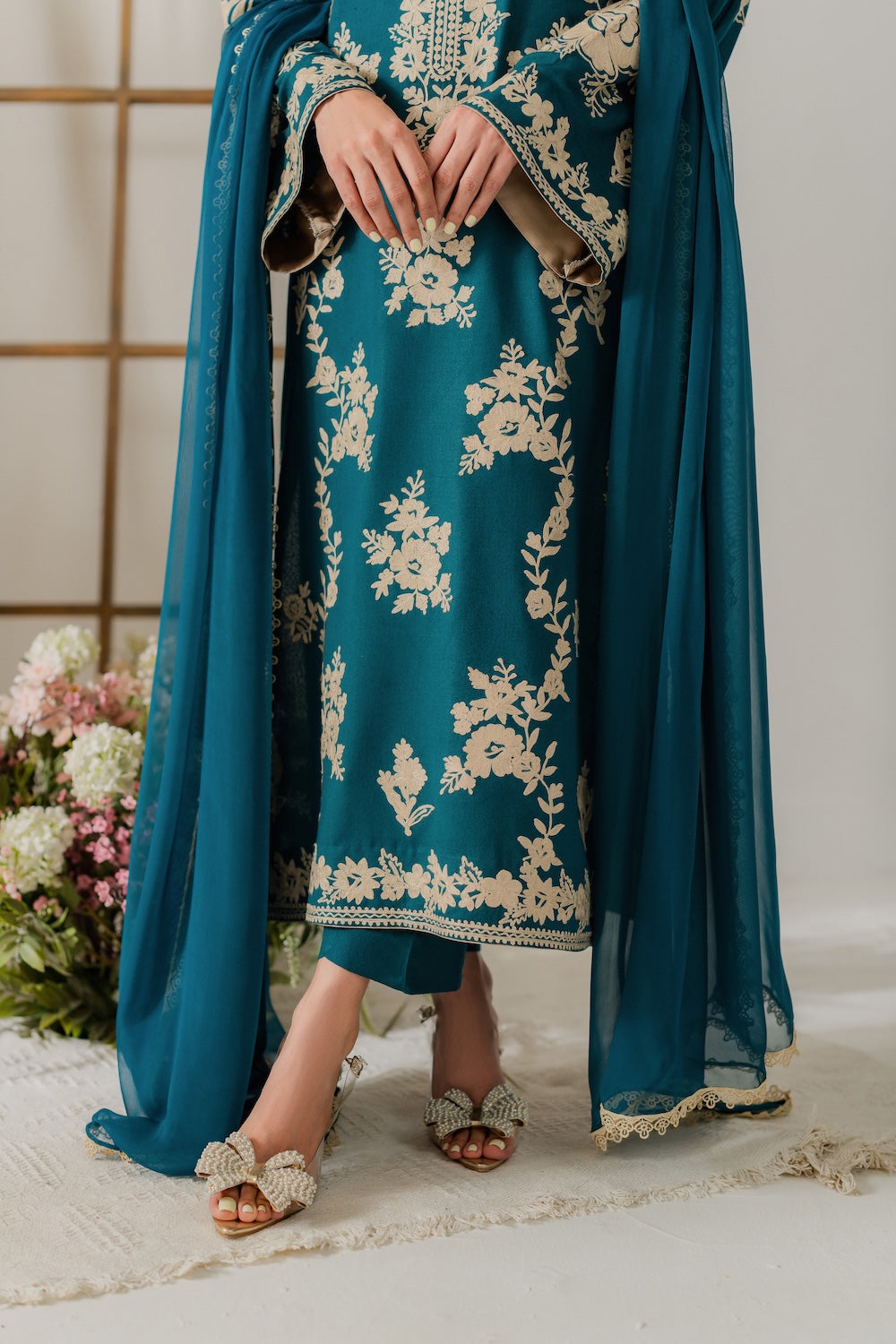 VINTAGE-UNSTITCHED 3PC DHANAK HEAVY EMBROIDERED SUIT-PK-5818